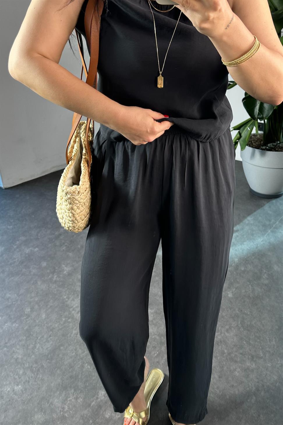 Premium Seri Kolsuz Tensel İkili Takım Siyah