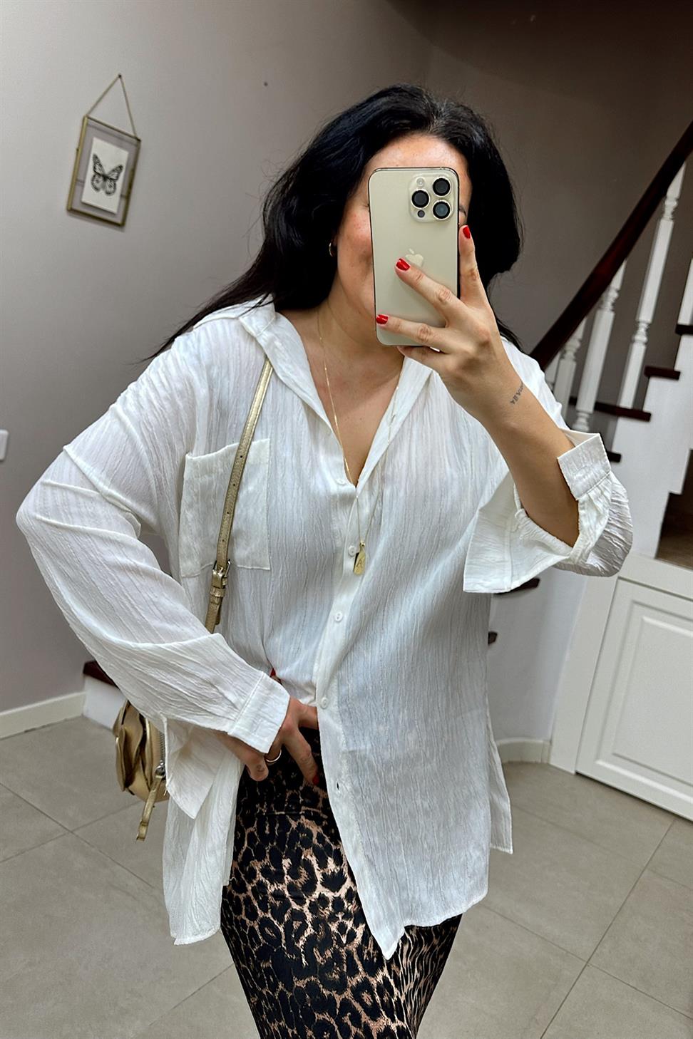 Premium Seri Tek Cepli Gofre Kumaş Gömlek Beyaz