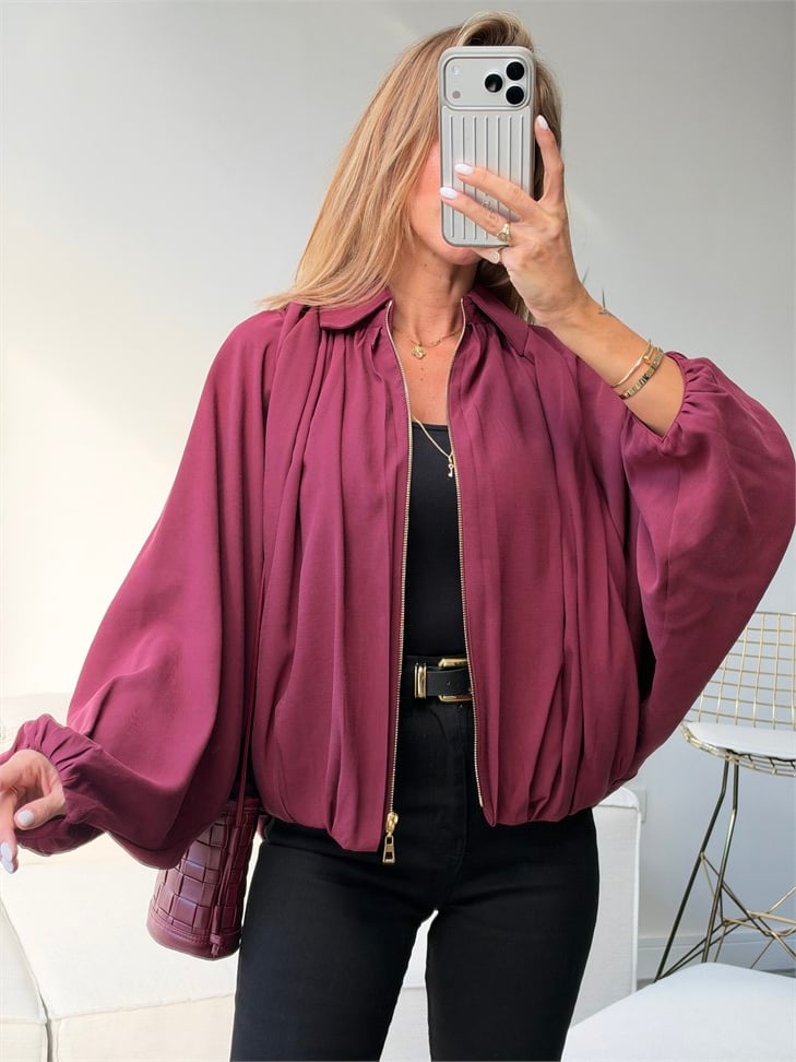 Premium Seri Tensel Bomber Ceket Bordo