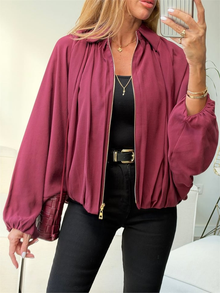 Premium Seri Tensel Bomber Ceket Bordo