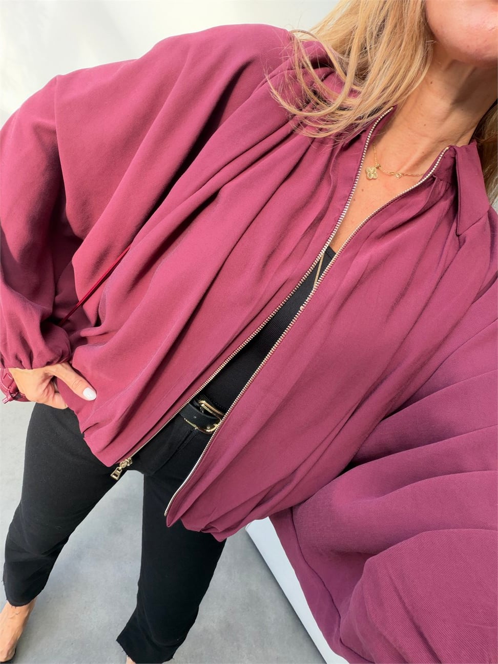 Premium Seri Tensel Bomber Ceket Bordo