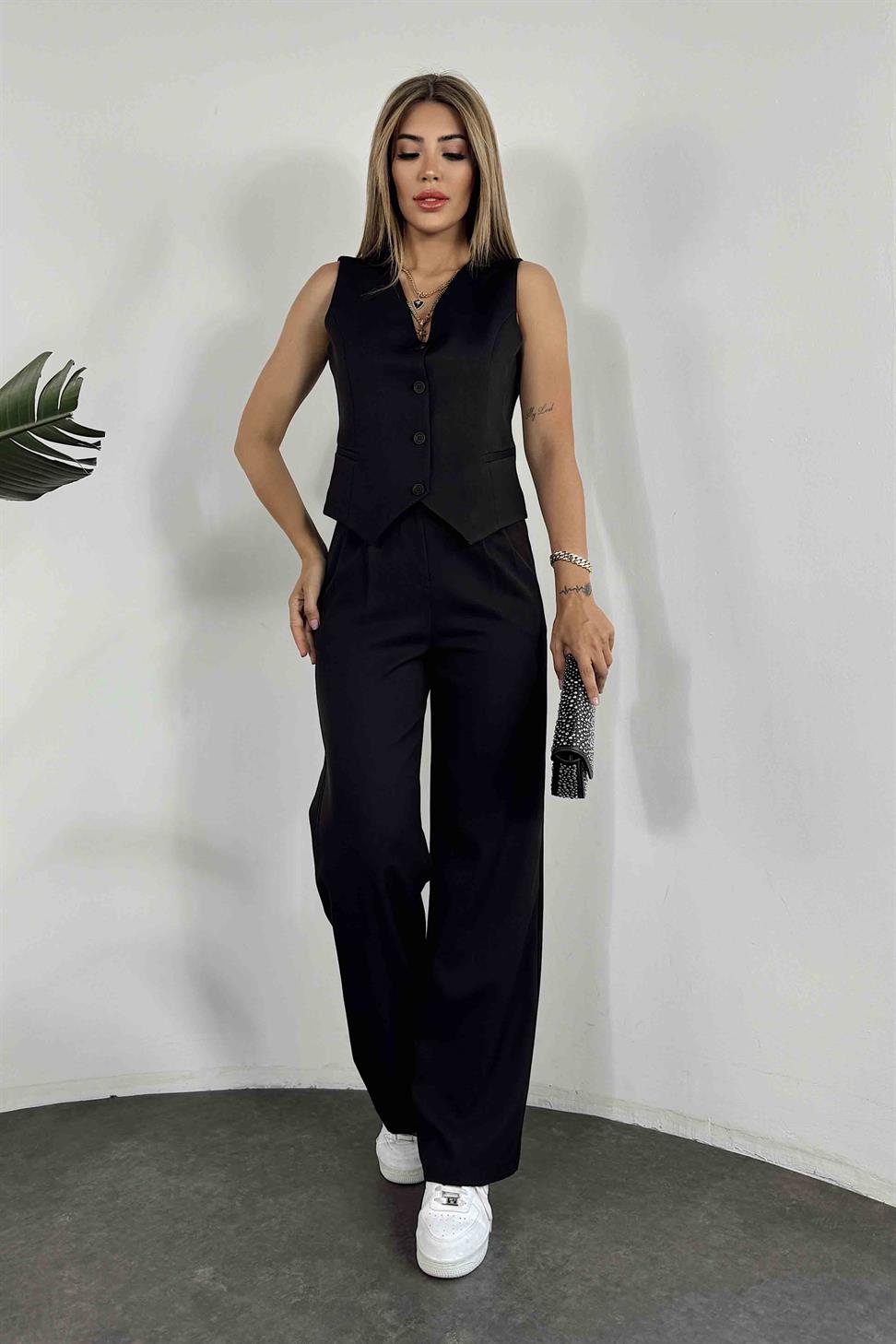 Premium Seri Yelekli Pantolon Takım Siyah