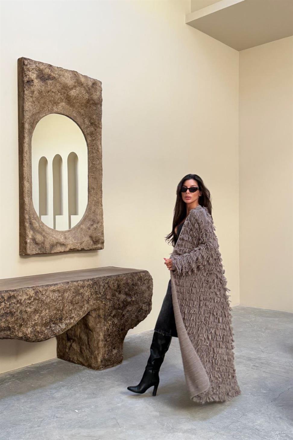 Püsküllü Uzun Hırka Vizon