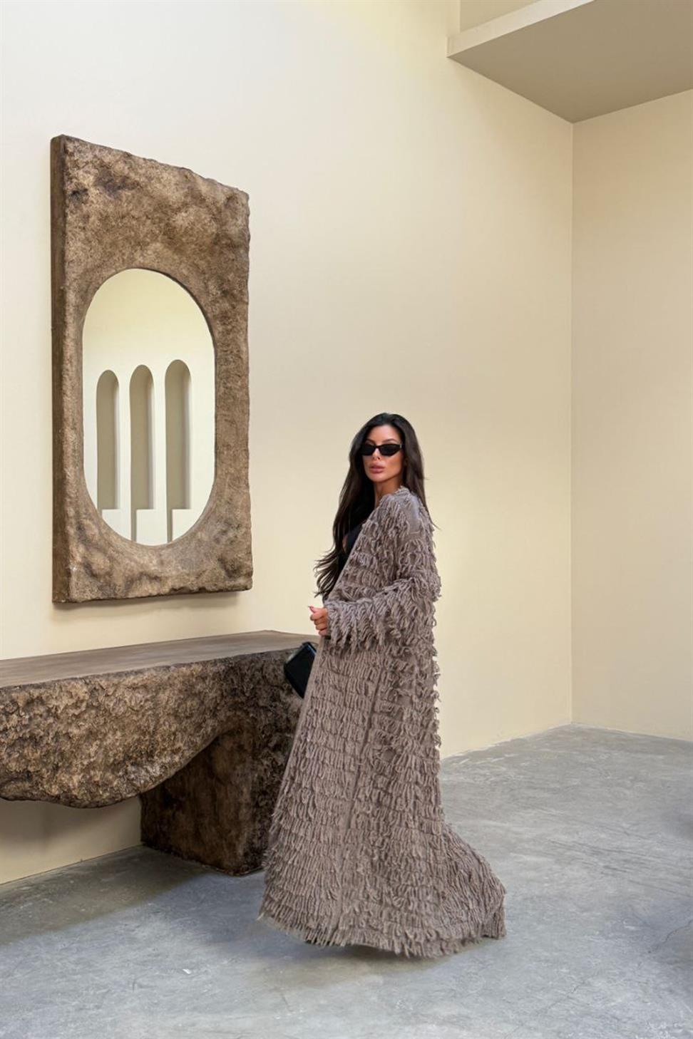 Püsküllü Uzun Hırka Vizon