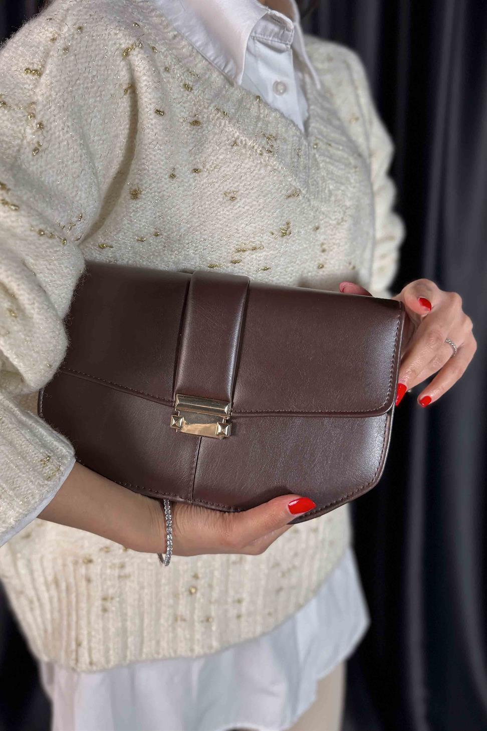 Roma Model El Ve Kadın Omuz Çantası Bitter Kahve