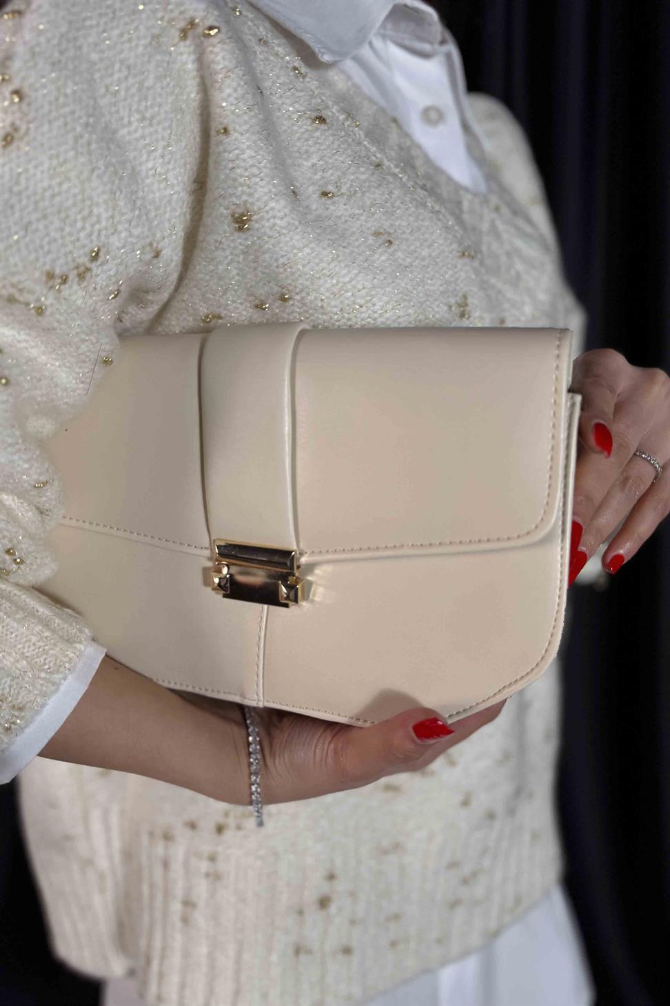 Roma Model El Ve Kadın Omuz Çantası Ekru