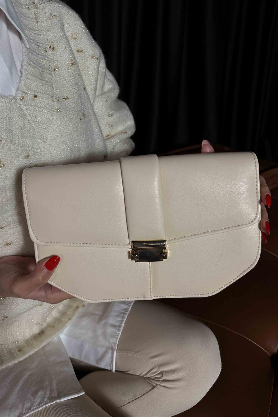 Roma Model El Ve Kadın Omuz Çantası Ekru