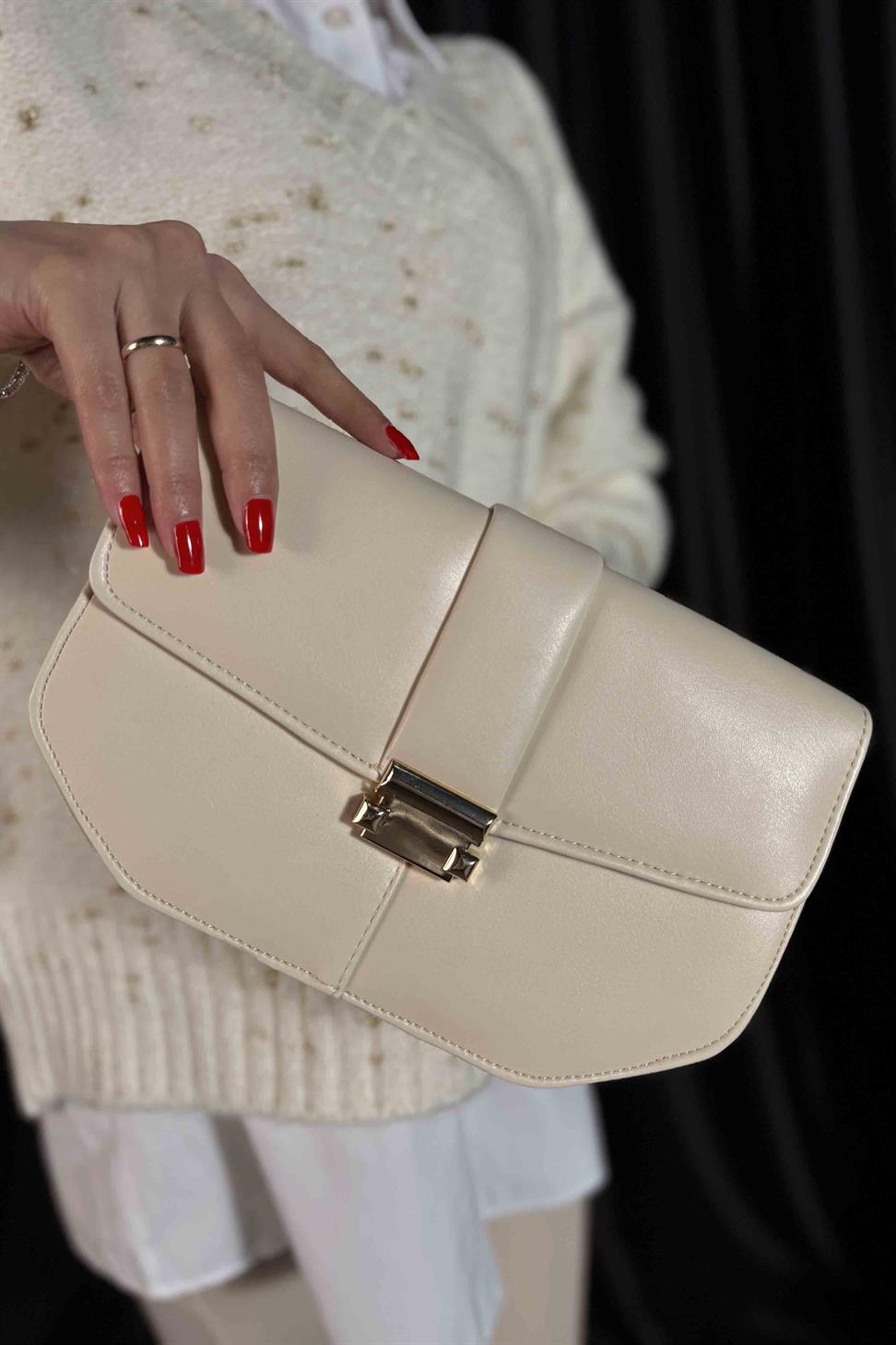 Roma Model El Ve Kadın Omuz Çantası Ekru