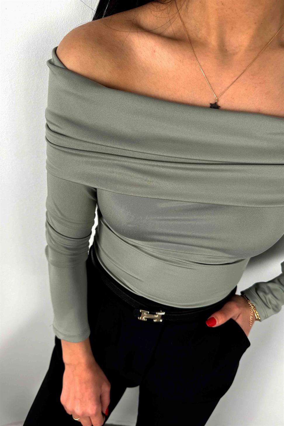 Scuba Kumaş Madonna Yaka Bodysuit Mint