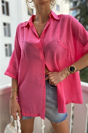 Şeker Pembesi Oversize Gömlek