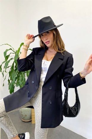 Siyah Çoklu Düğme Detay Tasarım Paris Blazer Ceker