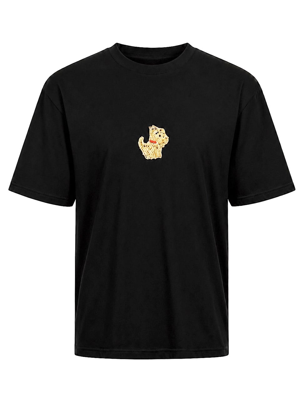 Siyah Köpüş Taş Detaylı Basic Tshirt