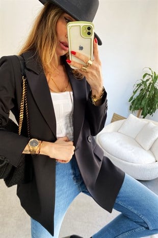 Siyah Venüs Tasarım Blazer Ceket