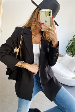 Siyah Venüs Tasarım Blazer Ceket