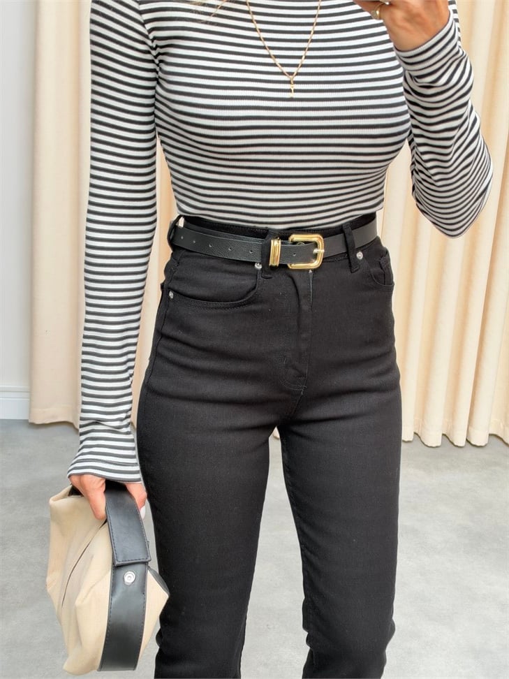 Soley Kesik Paça Fit Jean Siyah