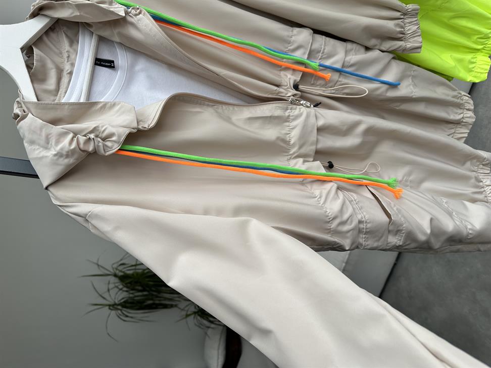 Taş Kapüşonlu Fermuarlı Tensel Kumaş Tasarım Mont