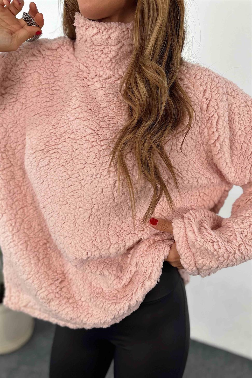 Teddy Polar Sweat Somon Pembe