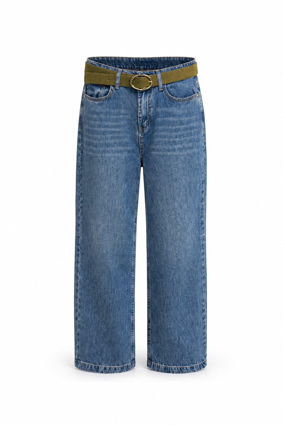 Tensel Karışımlı Kemerli Culotte Jean MAVİ