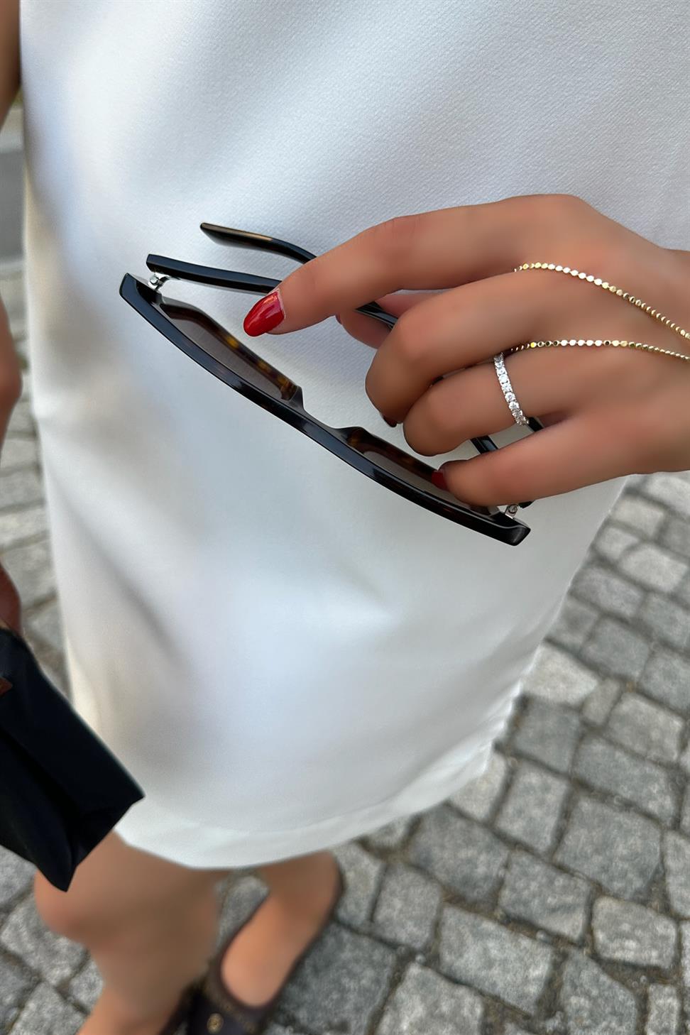 Ters Dikiş Detay Basic Mini Elbise Beyaz