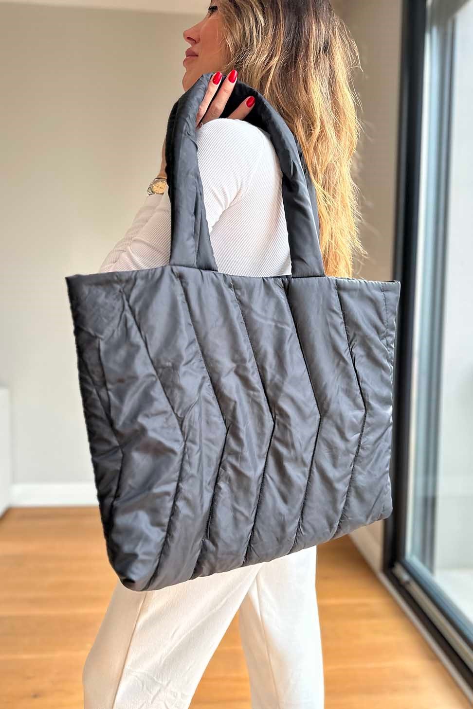 Trend Dikey Geçişli Kadın Çanta Siyah