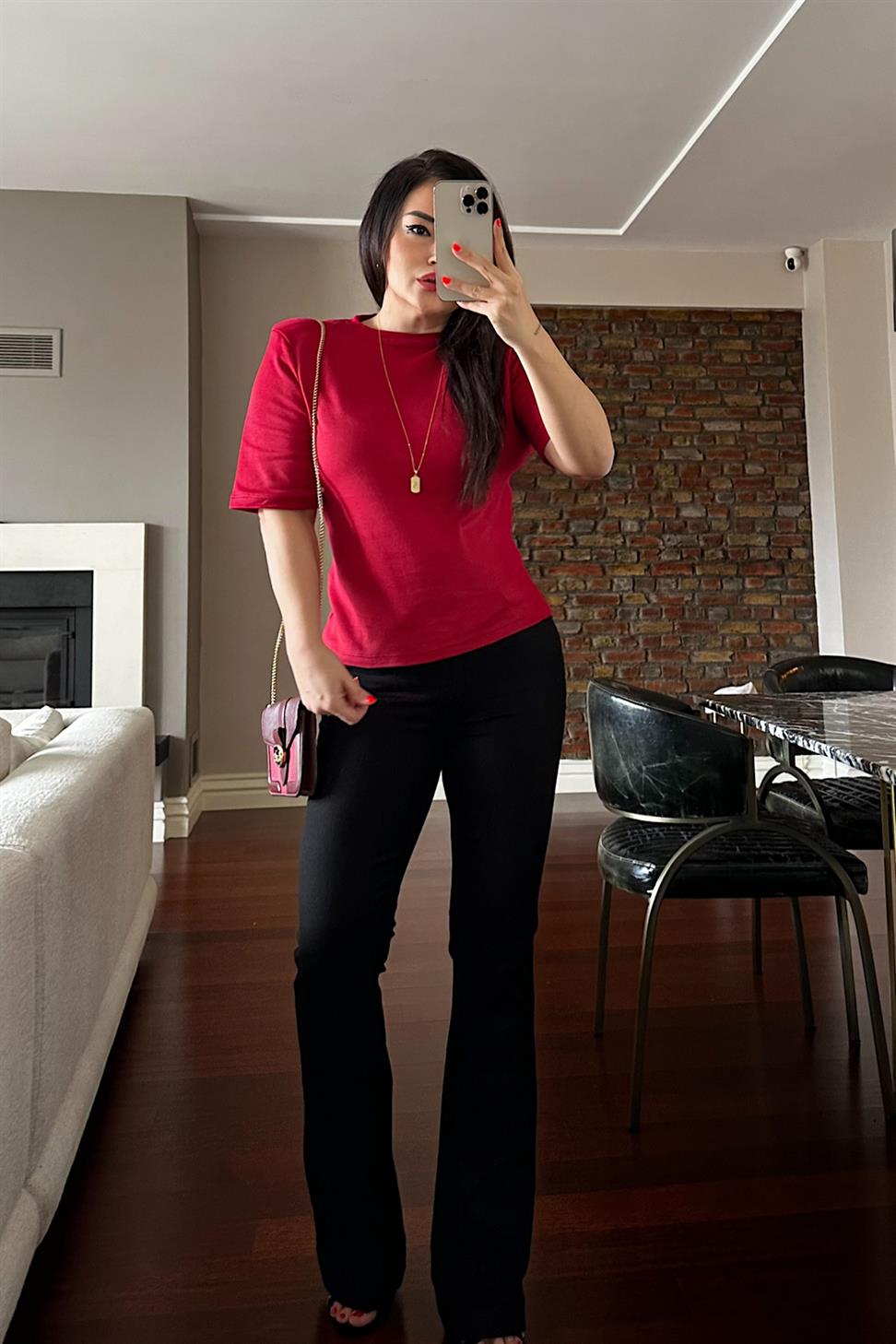 Ultra Yüksek Bel Full Likralı Yarı İspanyol Pantolon Siyah