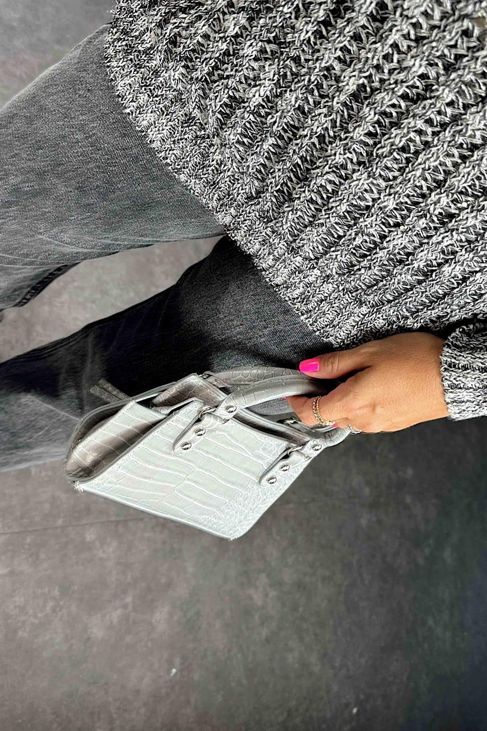 Ultra Yüksek Bel Geniş Paça Jean Antrasit