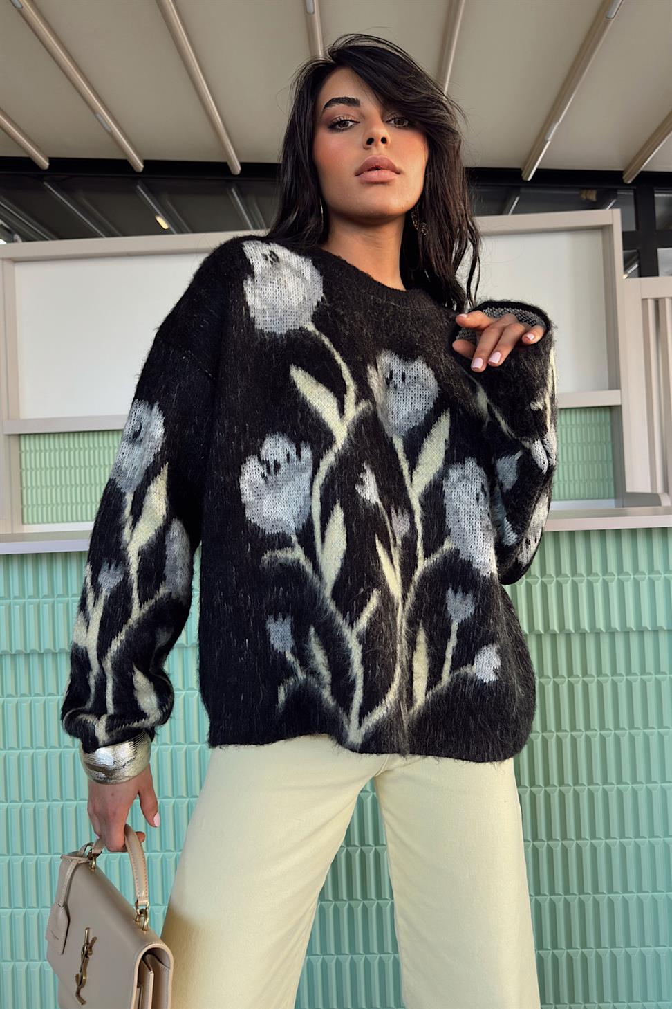 Ultra Yüksek Bel Paça Lazer Kesim Straight Fit Jean Pantolon Sarı