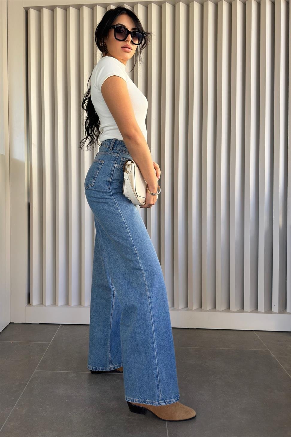 Ultra Yüksek Bel Stragiht Jean Mavi