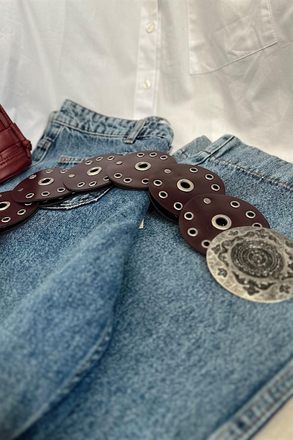 Vintage Ayarlanabilir Kemer Bordo