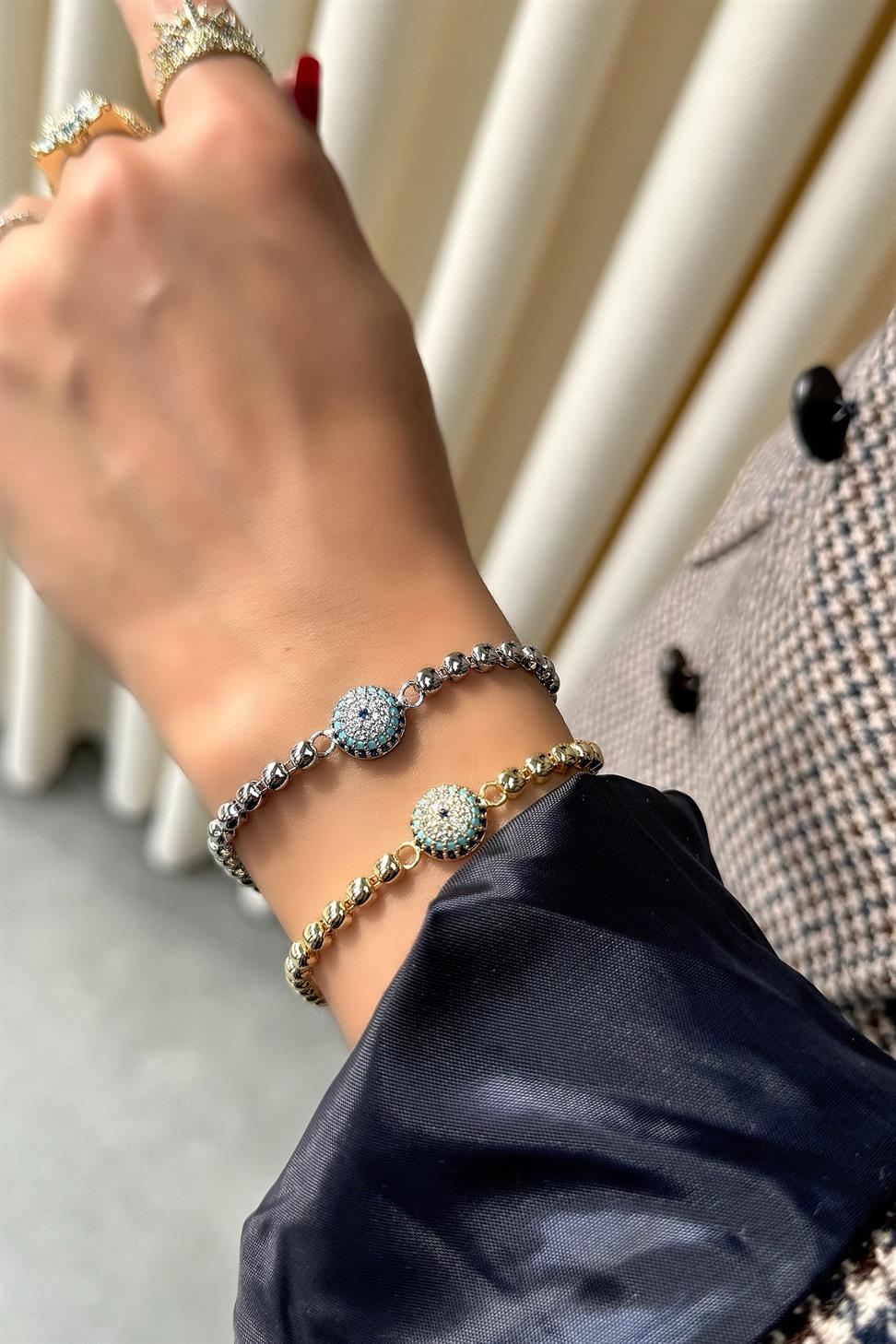 Xuping Nazar Boncuk Detaylı Bileklik Silver