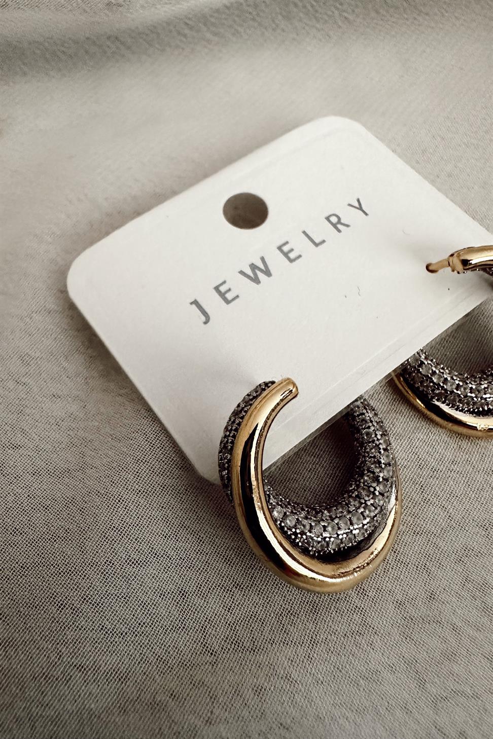 Xuping Sarmal Model Taşlı Halka Küpe Gold