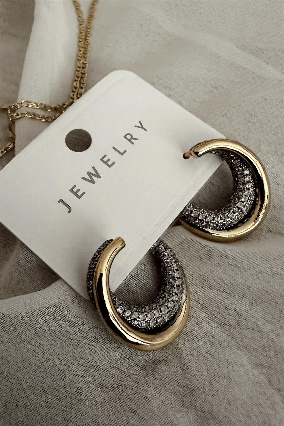 Xuping Sarmal Model Taşlı Halka Küpe Gold