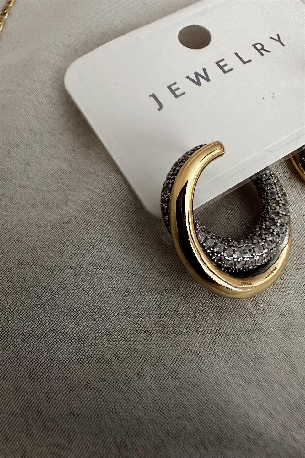 Xuping Sarmal Model Taşlı Halka Küpe Gold