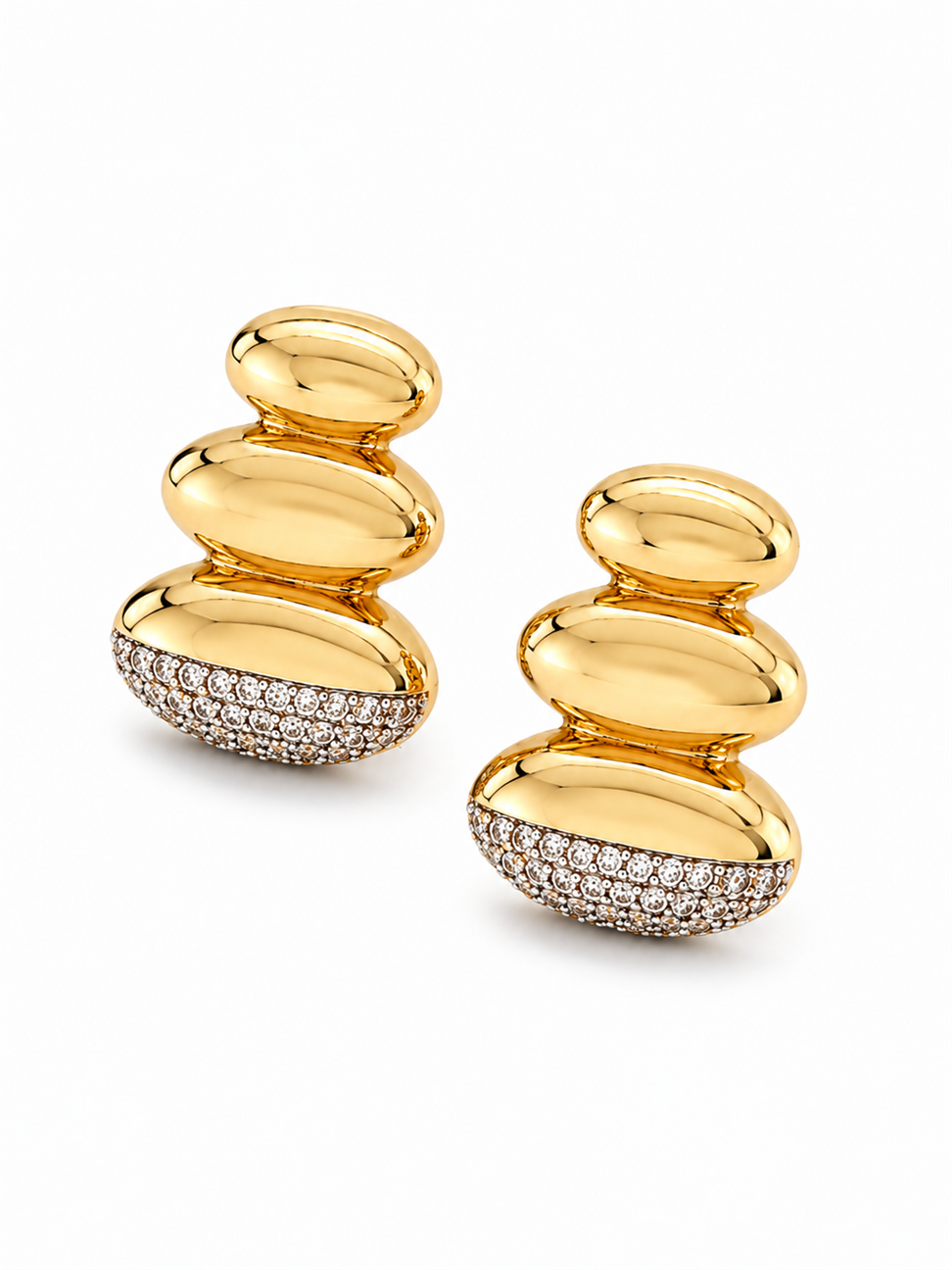 Xuping Sculptura Zirkon Taşlı Gold Küpe