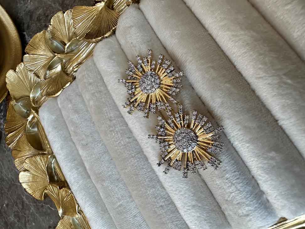 Xuping Zirkon Taşlı Gold Güneş Küpe