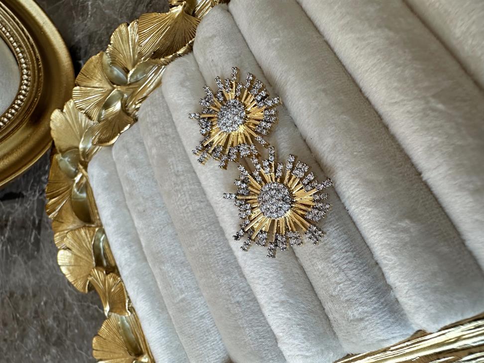Xuping Zirkon Taşlı Gold Güneş Küpe