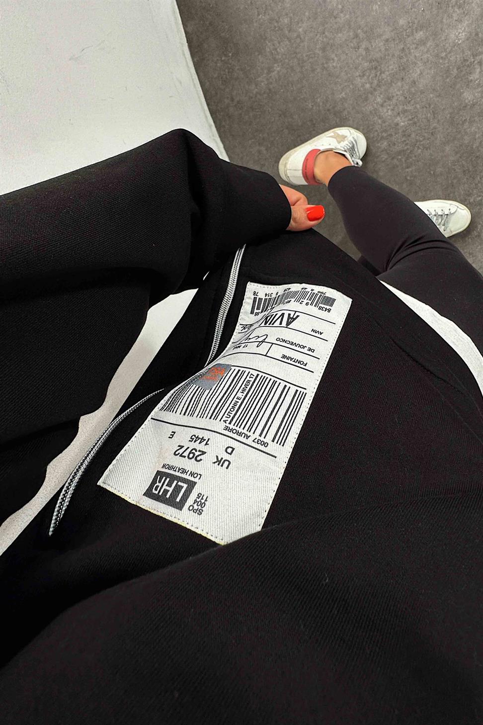 Yanları Fermuar Detay Oversize Tasarım Kadın Sweat Shırt Siyah