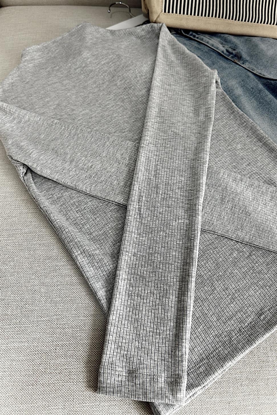 Yarı Balıkçı Fitilli Bluz Gri