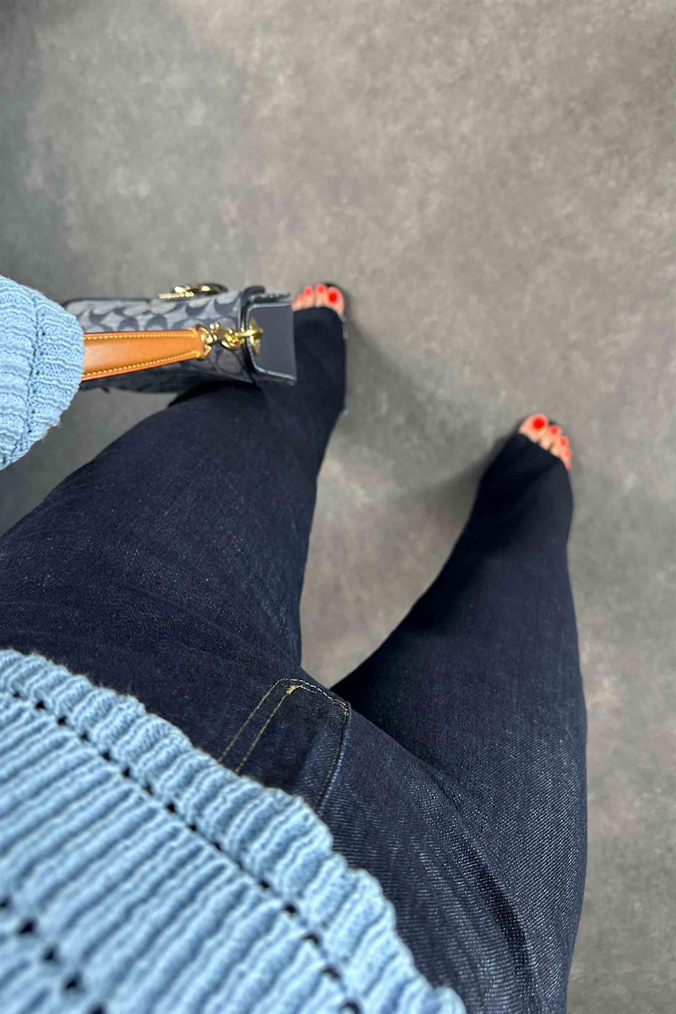 Orjinal Marka Yüksek Bel Boyfit Jean Kadın Pantolon Lacivert