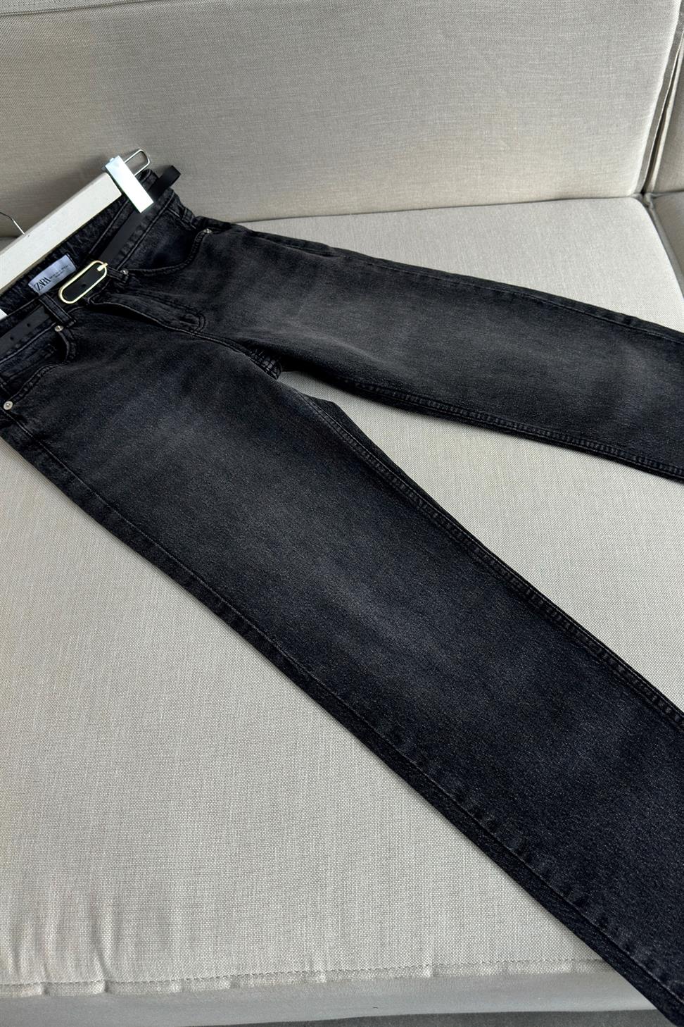 Yüksek Bel Boyfriend Kadın Jean Antrasit