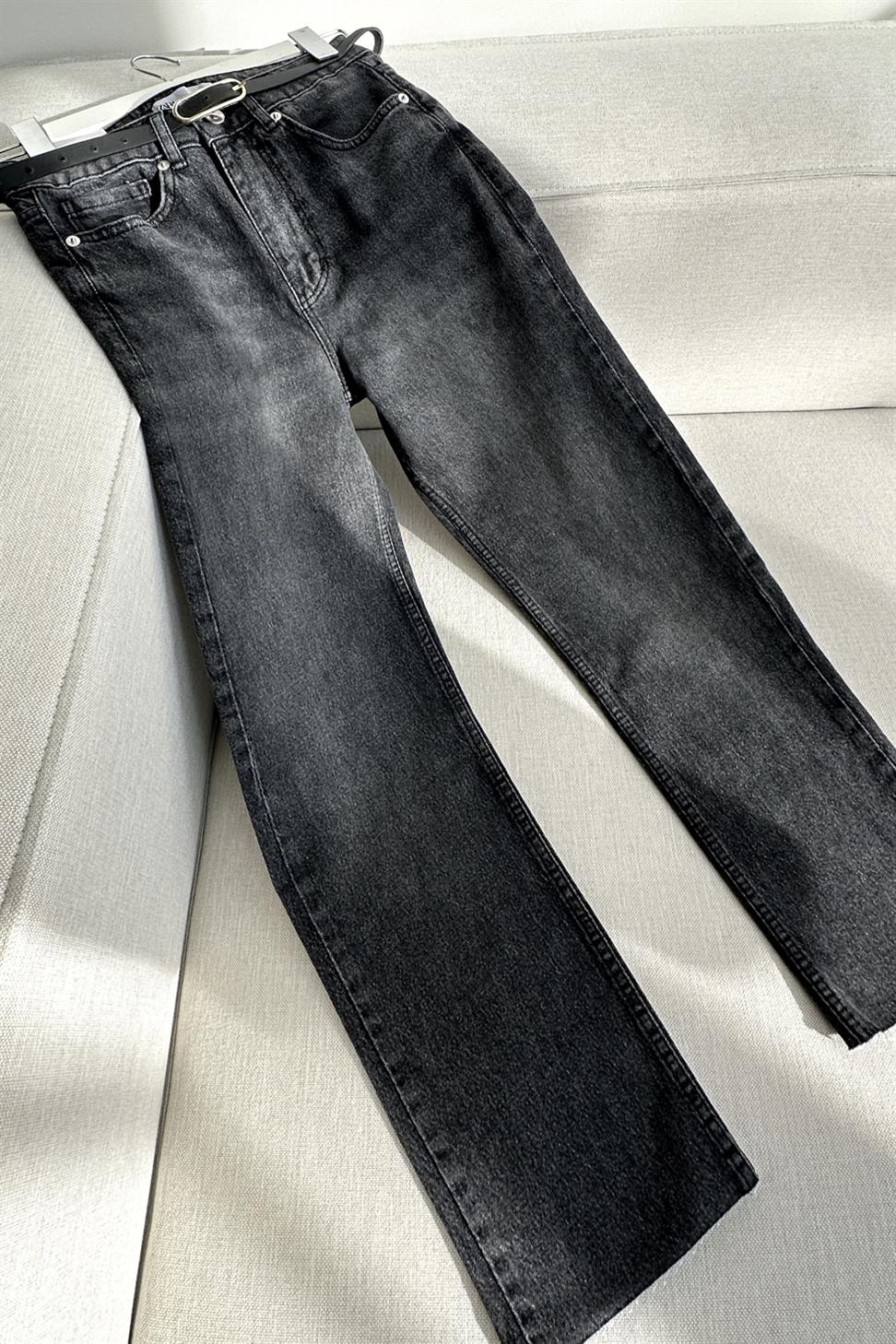 Yüksek Bel Boyfriend Kadın Jean Antrasit