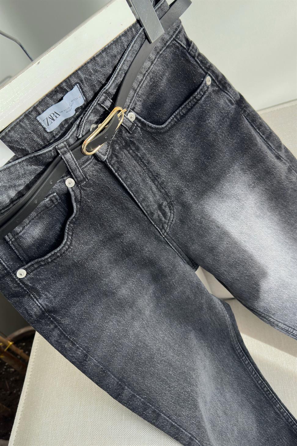 Yüksek Bel Boyfriend Kadın Jean Antrasit