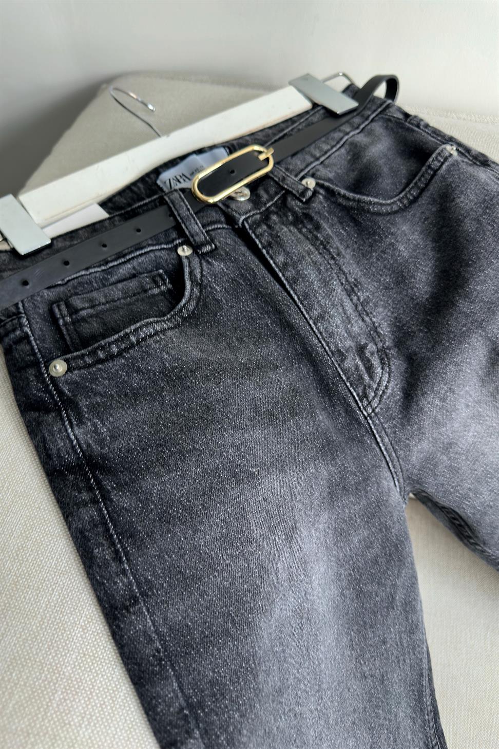 Yüksek Bel Boyfriend Kadın Jean Antrasit