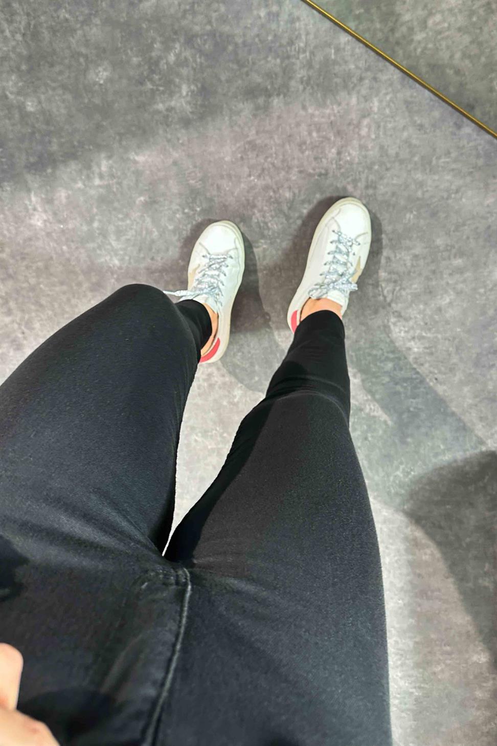 Yüksek Bel Dar Paça Jean Pantolon Siyah