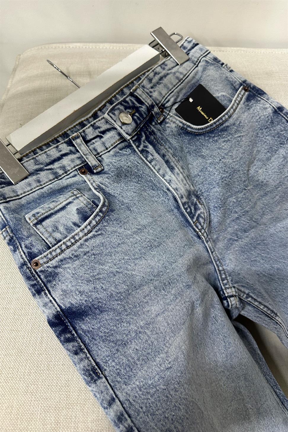 Yüksek Bel Ice Blue Flare Jean Pantolon Mavi
