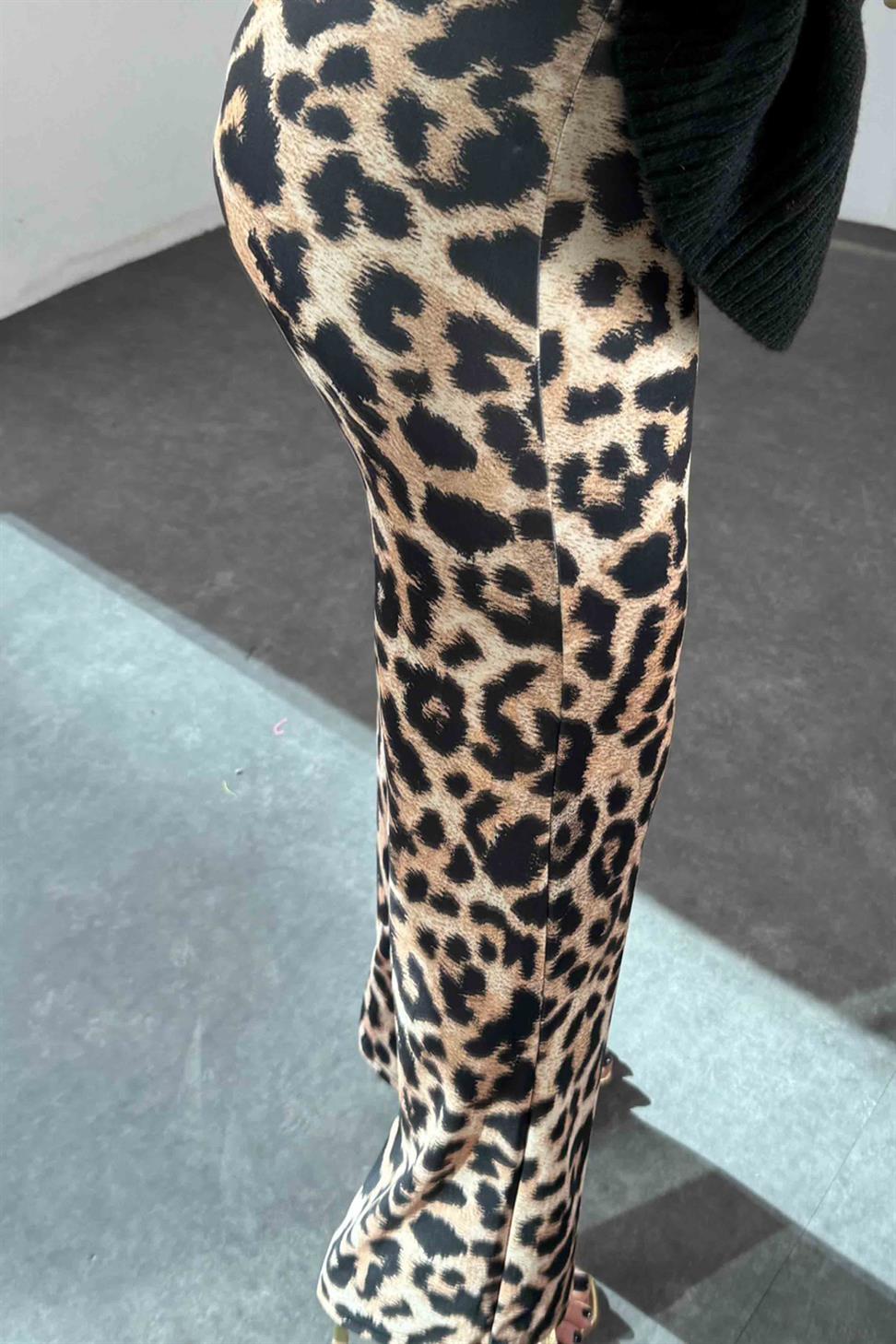 Yüksek Bel Palazzo Tayt Pantolon Camel