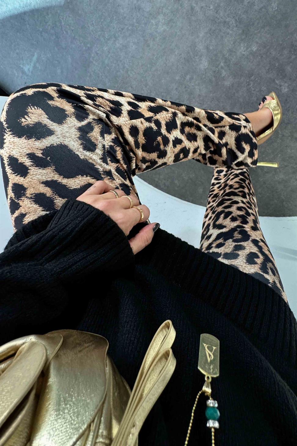 Yüksek Bel Palazzo Tayt Pantolon Camel