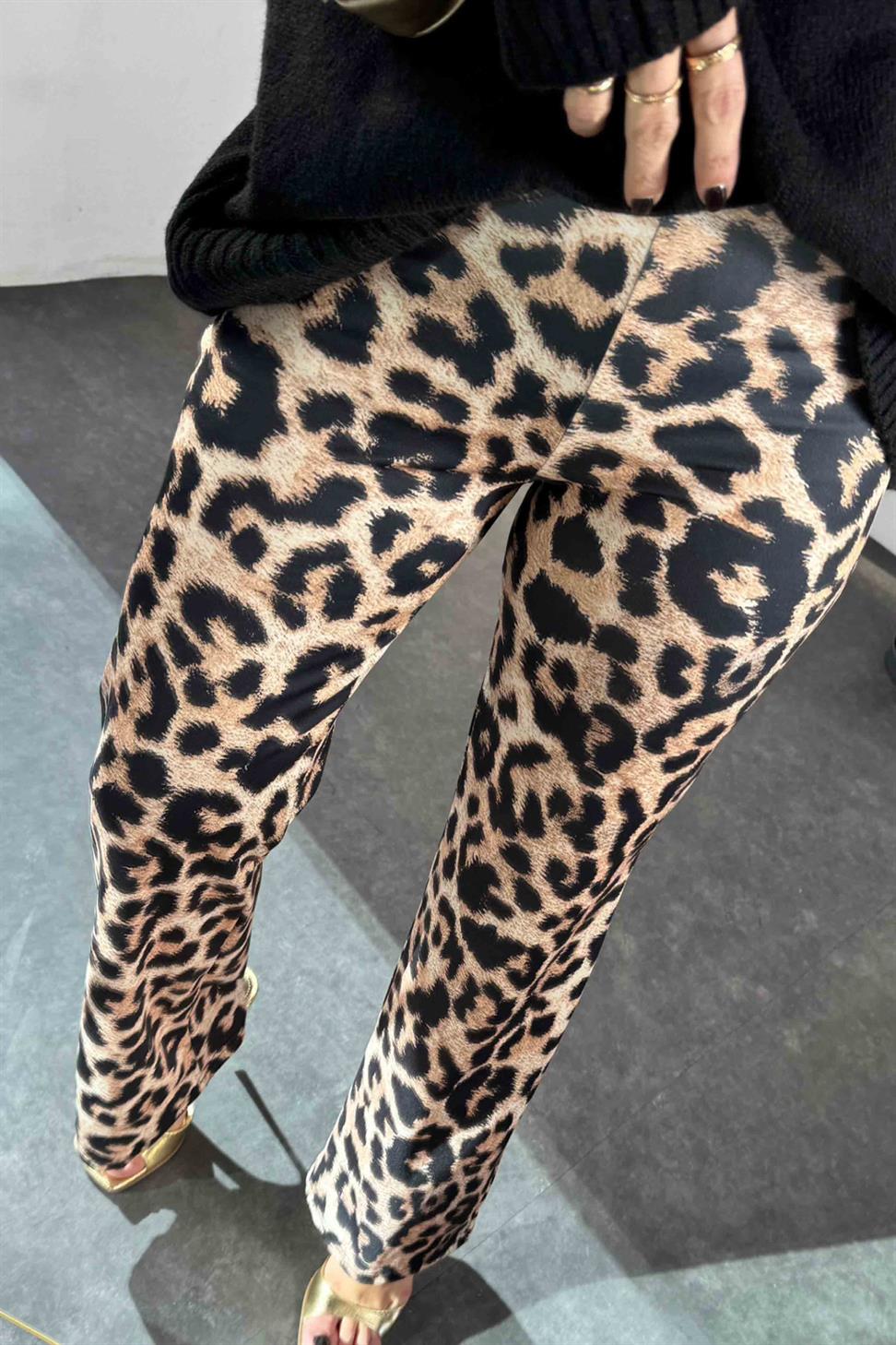 Yüksek Bel Palazzo Tayt Pantolon Camel