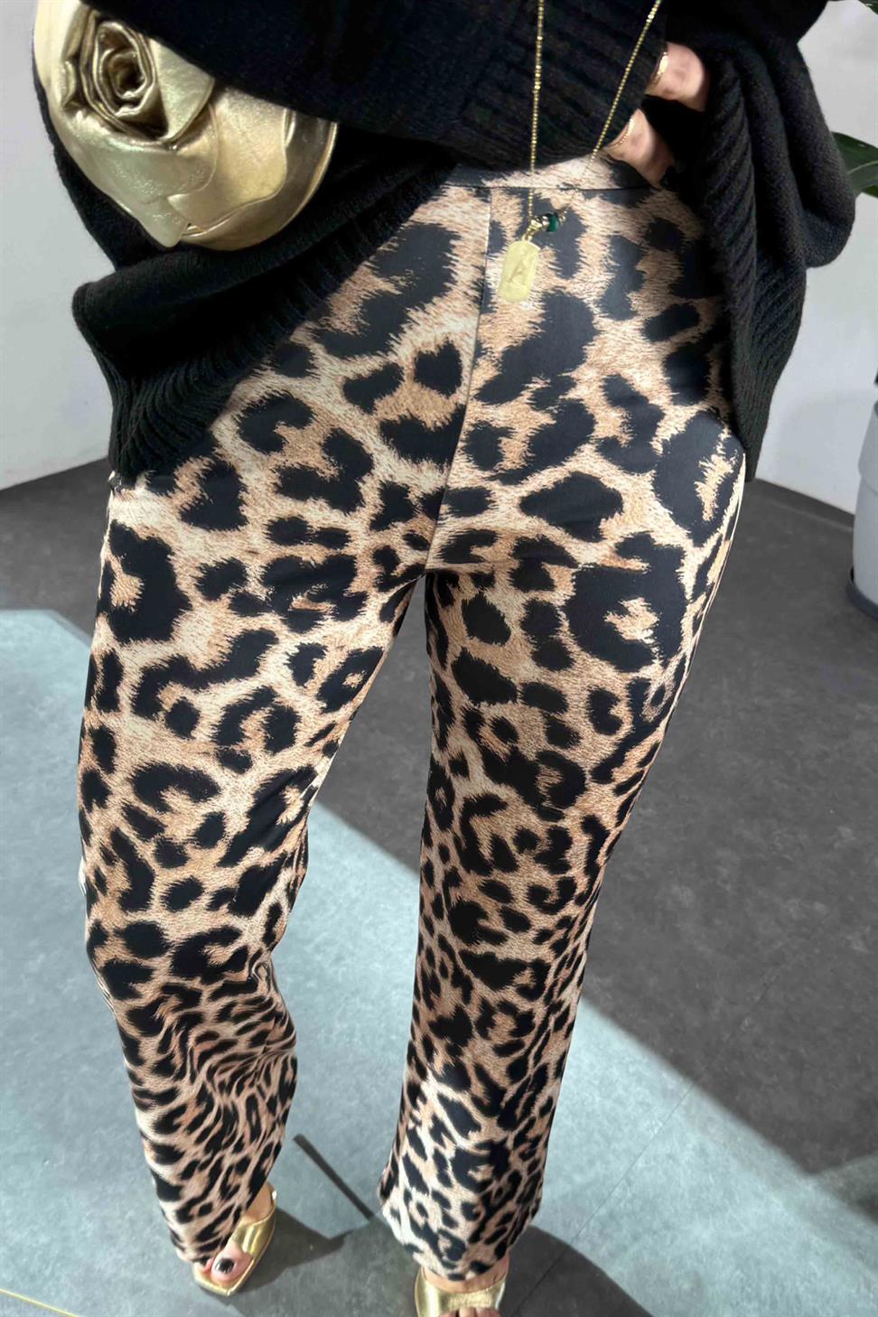 Yüksek Bel Palazzo Tayt Pantolon Camel