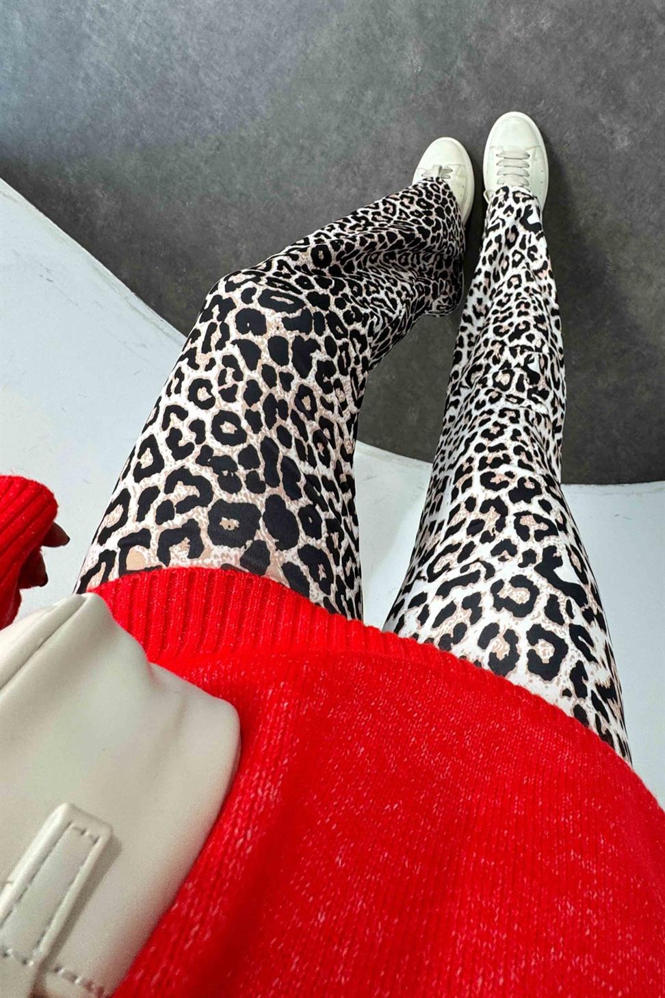 Yüksek Bel Palazzo Tayt Pantolon Ekru